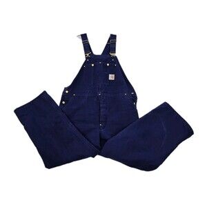 Vtg Carhartt Duck Bib Overalls Canvas Double Knee Mens 42x30 Insulated Quilted